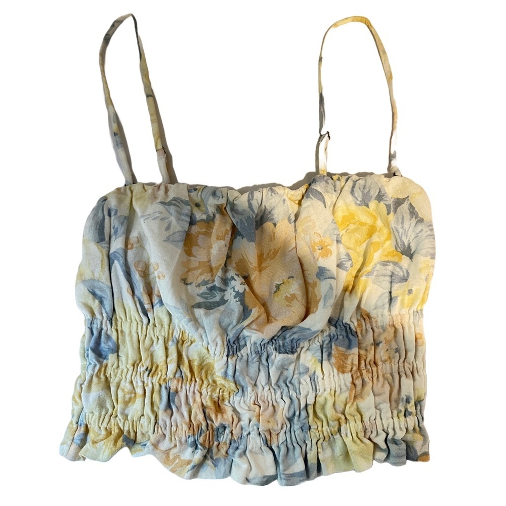Abercrombie & Fitch Linen Blend Floral‎ Crop Top Camisole - Removable Straps